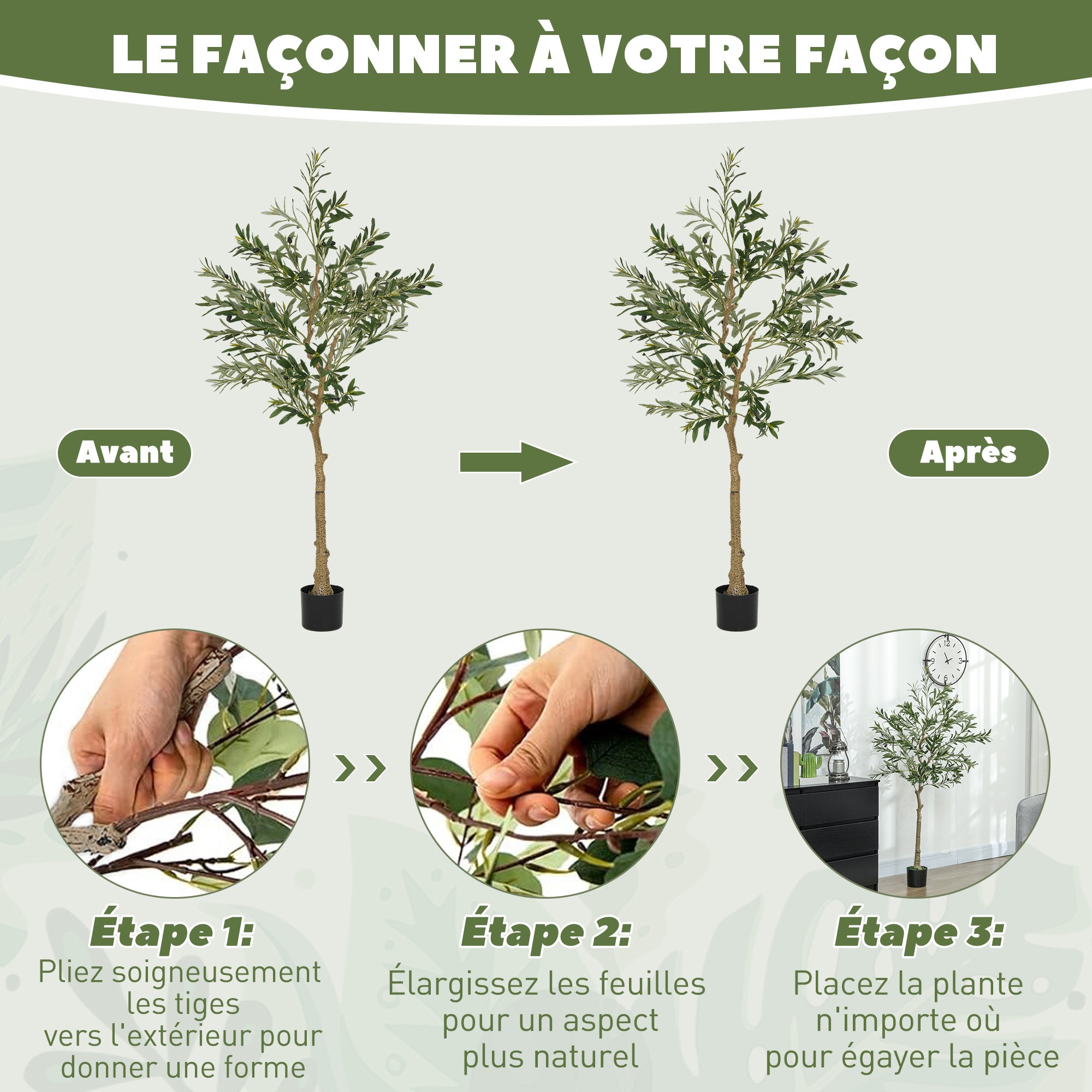 Olivier artificiel 150 cm plante artificielle intérieur, fausse plante décoration pour maison, bureau, salon, chambre - 8