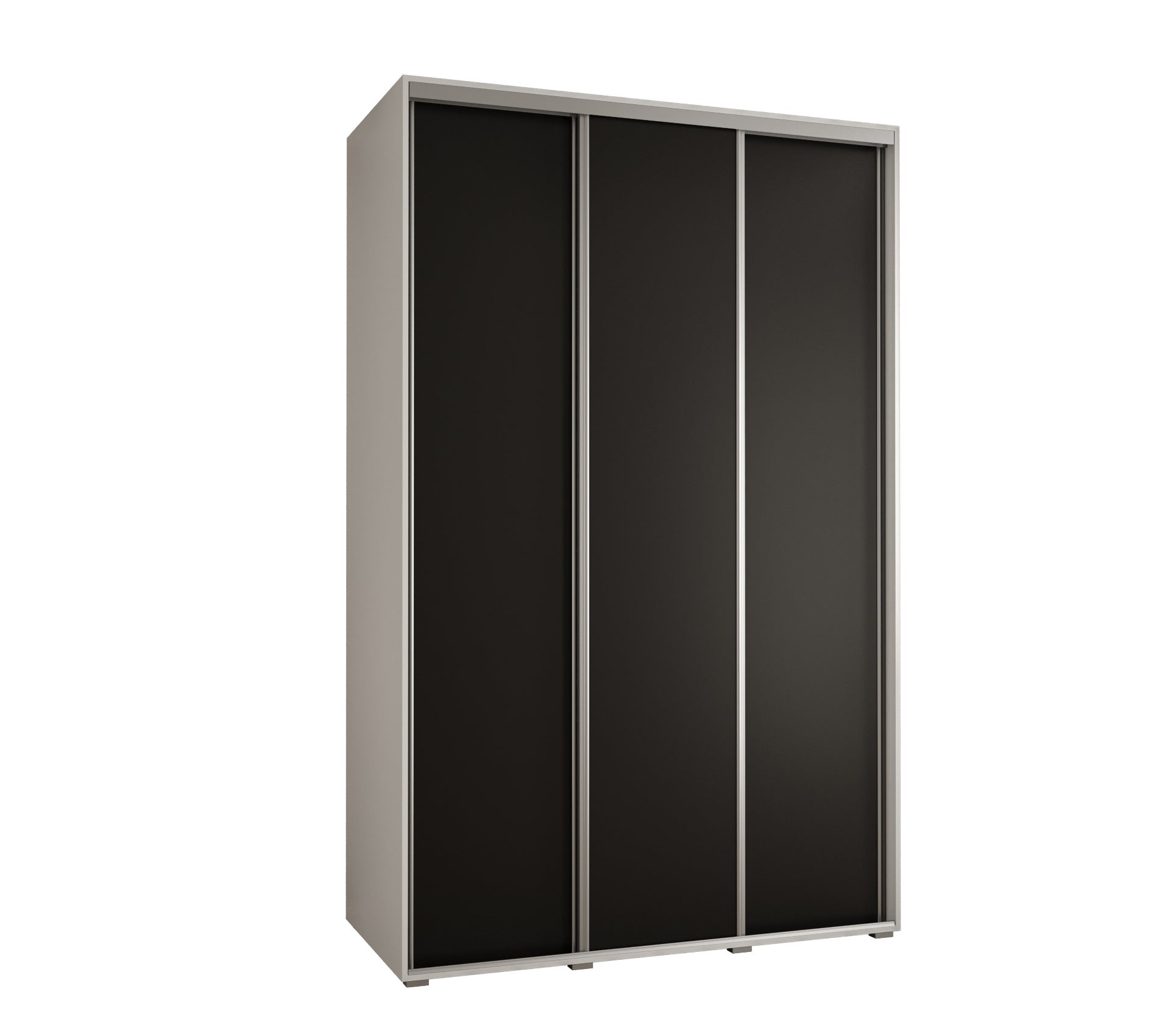 Szafa przesuwna wysoka Davos 1 160 x 60 x 235,2 cm biały + czarny + u. srebrny - Abiks Meble