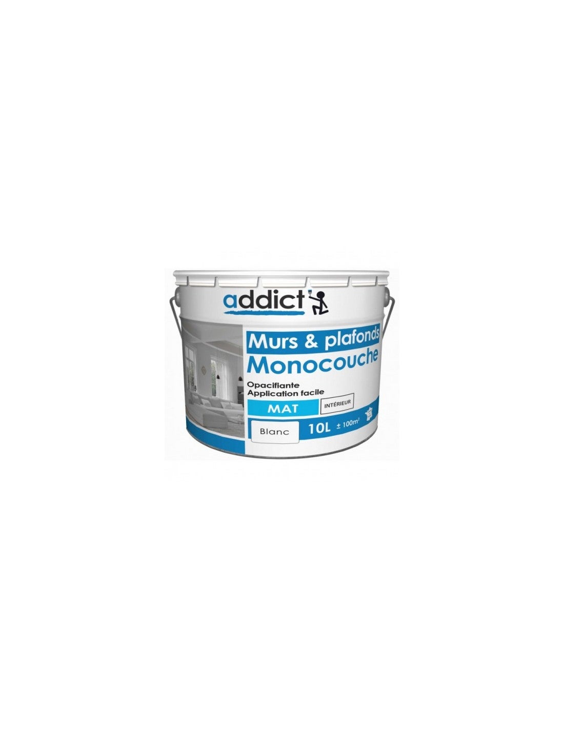 Peinture murs et plafonds grands travaux monocouche opacifiante acrylique blanc mat 10L ADDICT - 2