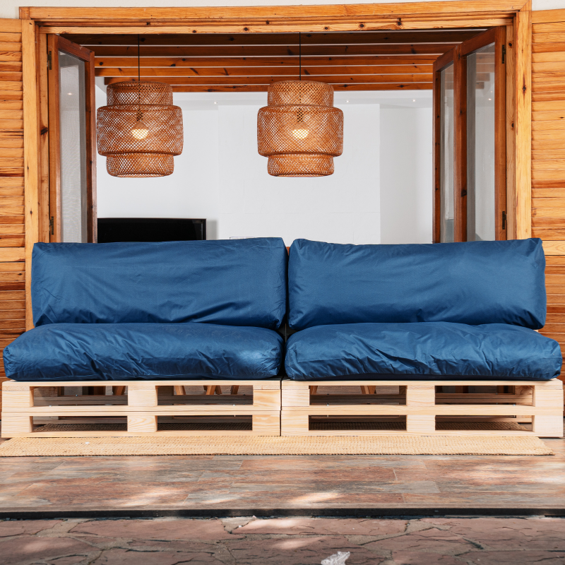 Coussins Palette Déhoussable Imperméable LOT x2 BANANAIR 120x80cm/120x40cm Bleu - 4