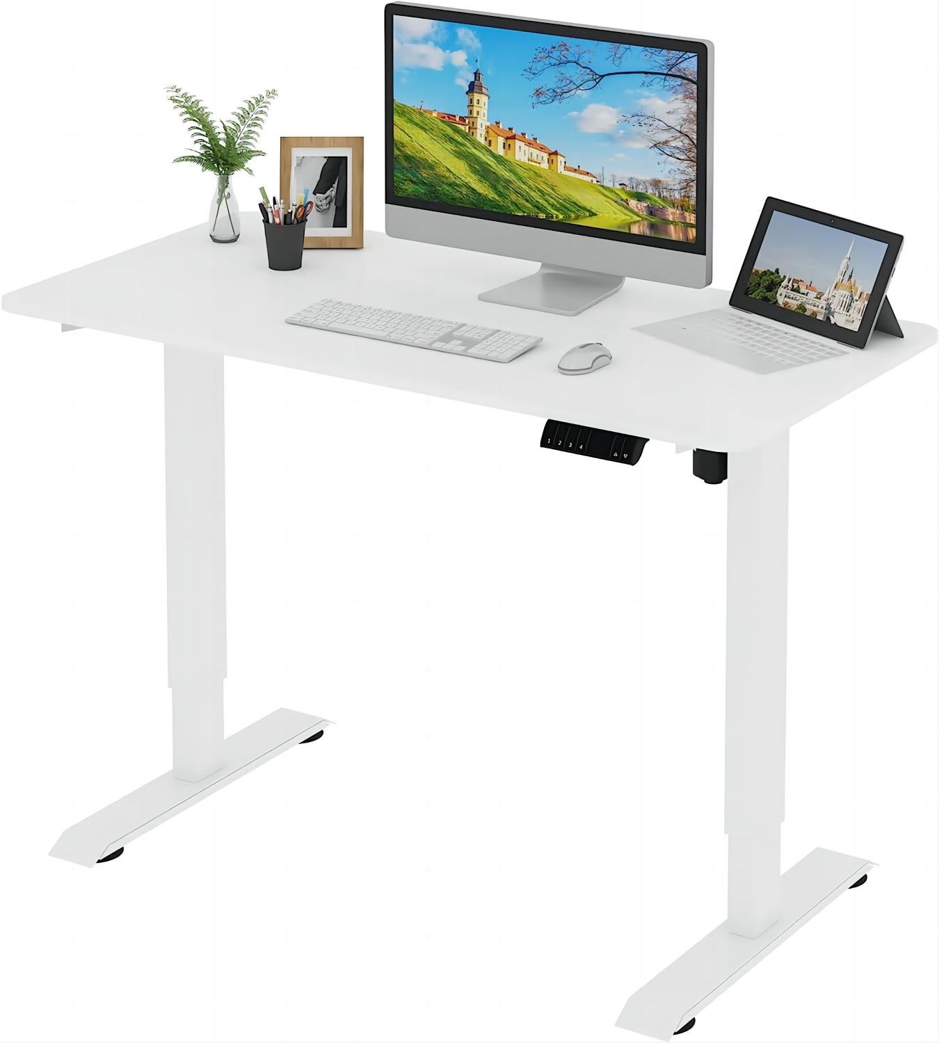 Bureau Assis-Debout Électrique 120x60cm - Réglable Hauteur Mémoire USB