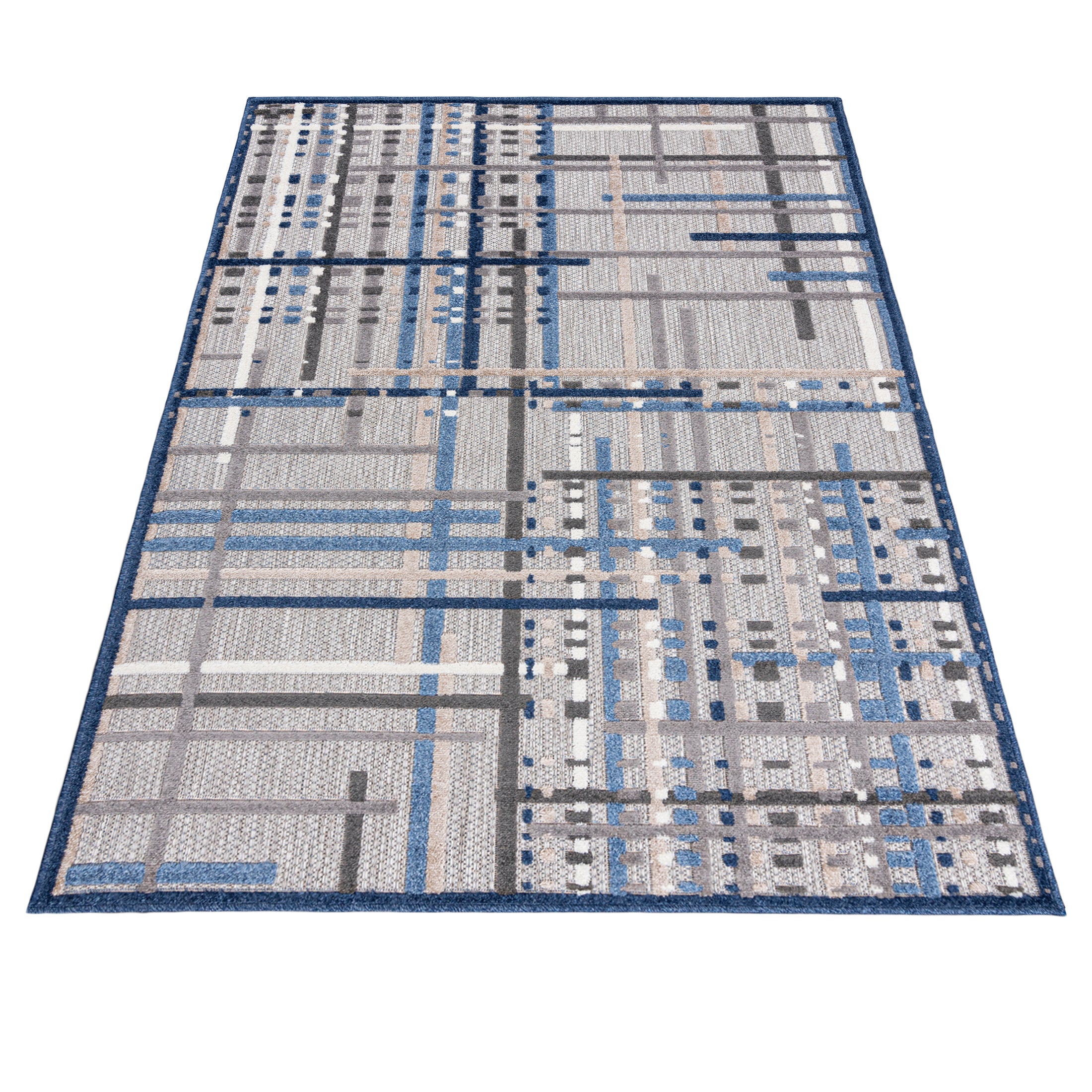 Alfombra plana para interior/exterior Aventura EC86A Mazovia, rectangular, 160 x 230 cm, azul, diseño geométrico, rayas - 4