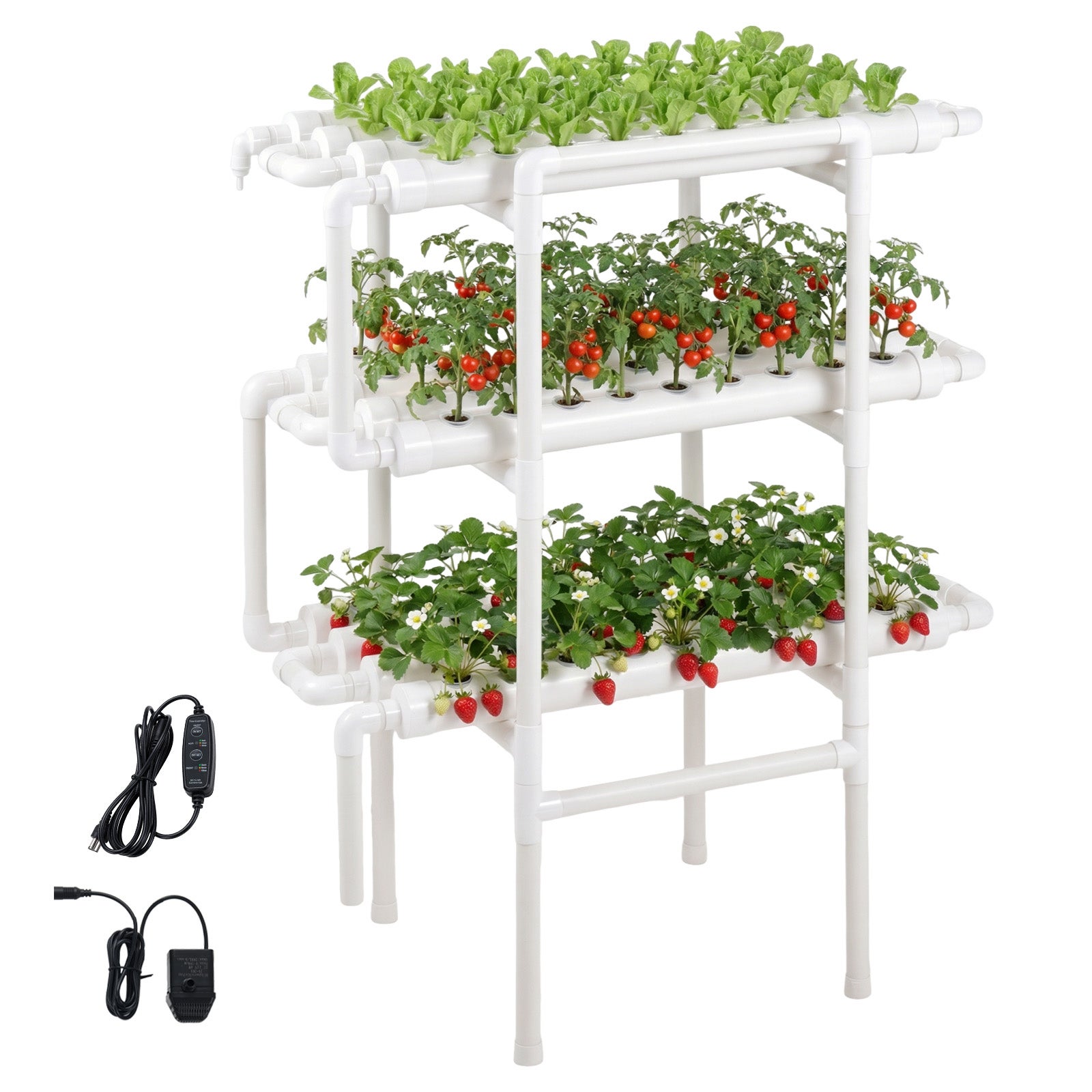 Kit de Culture Hydroponique VEVOR NFT Système Hydroponique à 3 Niveaux avec 108 Emplacements pour Jardin Intérieur Culture de Légumes Fruits Herbes - 9