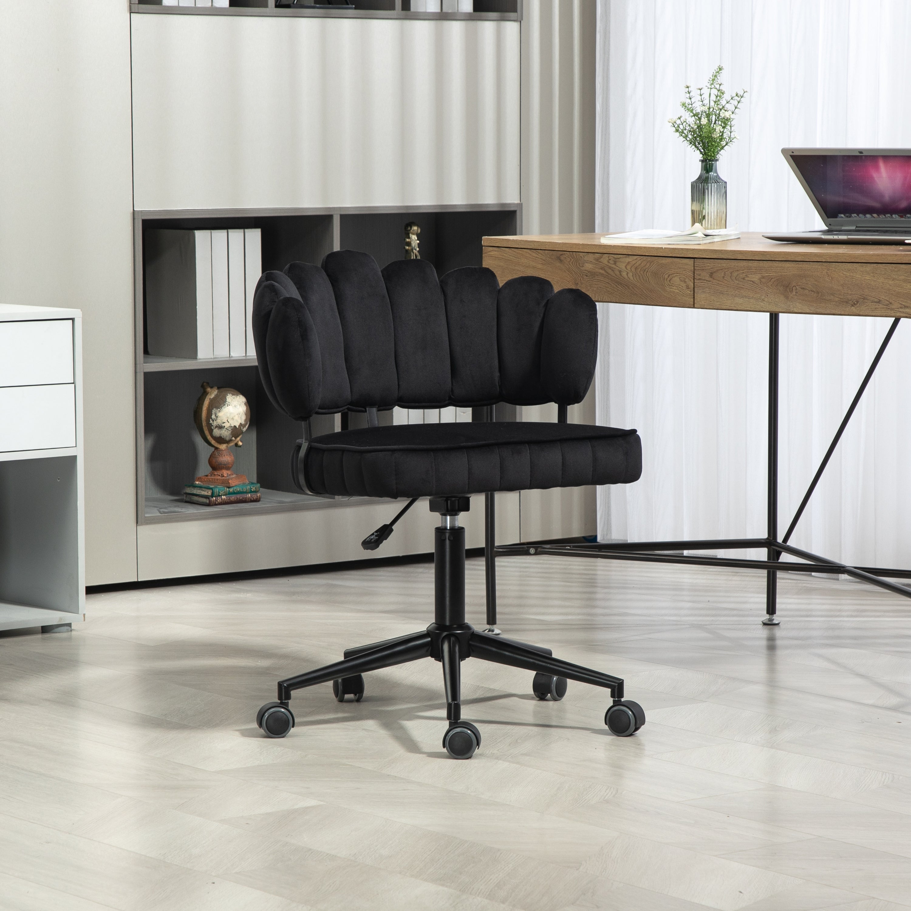Fauteuil De Bureau Yaheetech – Velours Gris, Rotatif 360°, Réglable En Hauteur – Neuf