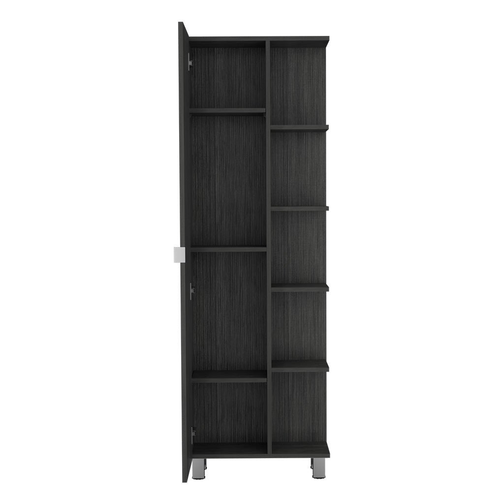 Torre de baño vertical Urano en melamina con 9 estantes , 157.9 cm X 51.18 cm X 21.4 cm , Gris / plata - 4