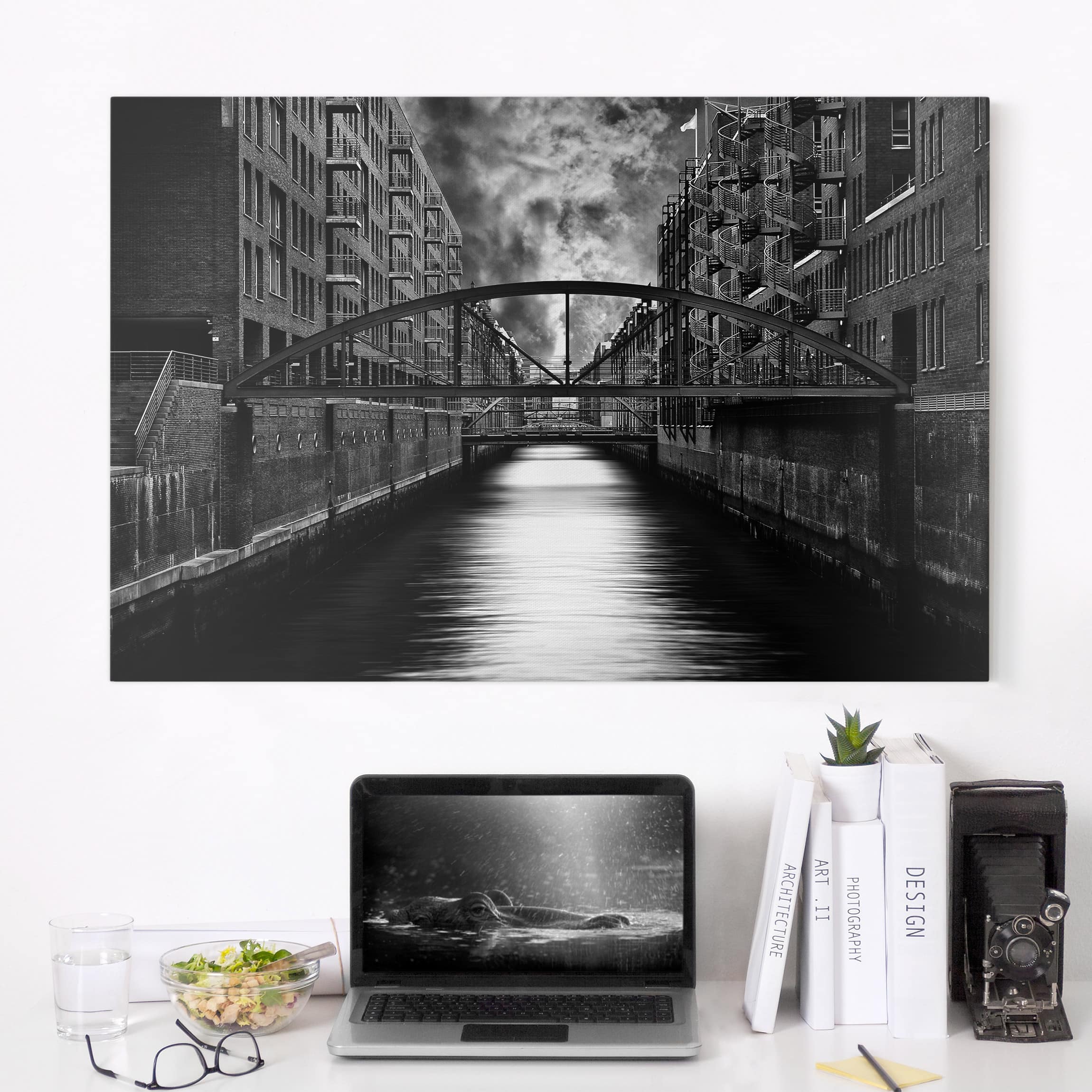 Lienzo cuadro en lienzo bastidor impresion en lienzo blanco y negro arquitectura tierra hamburgo ciudades cielo 212 dormitorio 60 x 40 cm