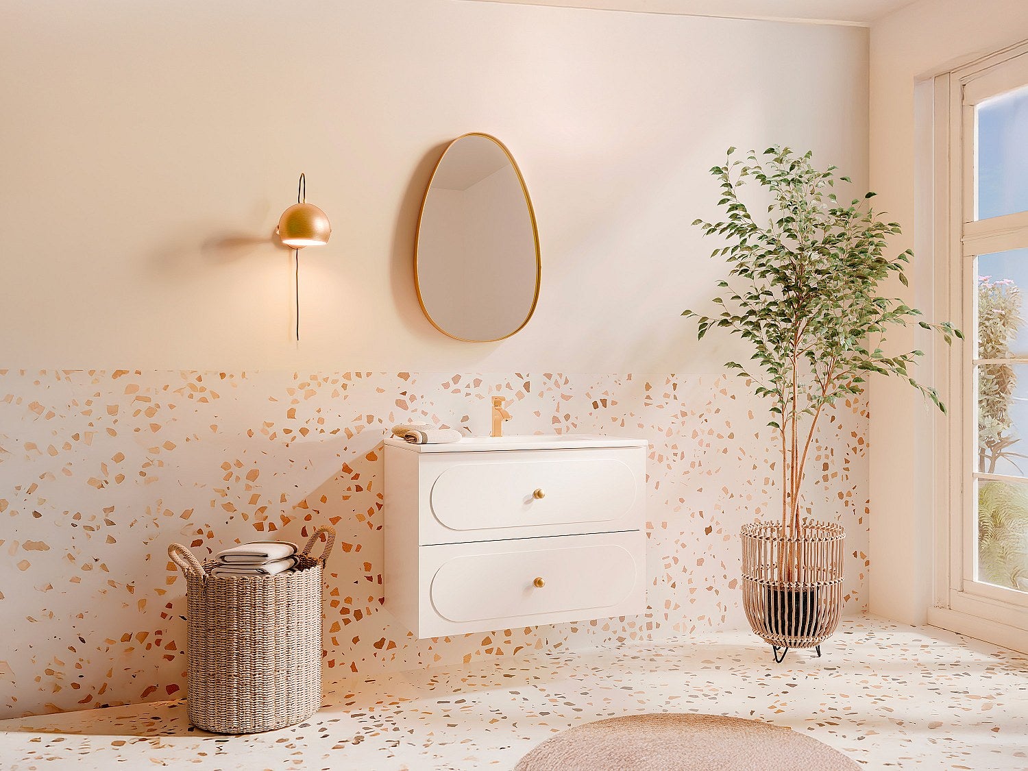 Szafka łazienkowa wisząca pod umywalkę - Biała - 80 cm - SATOBAL