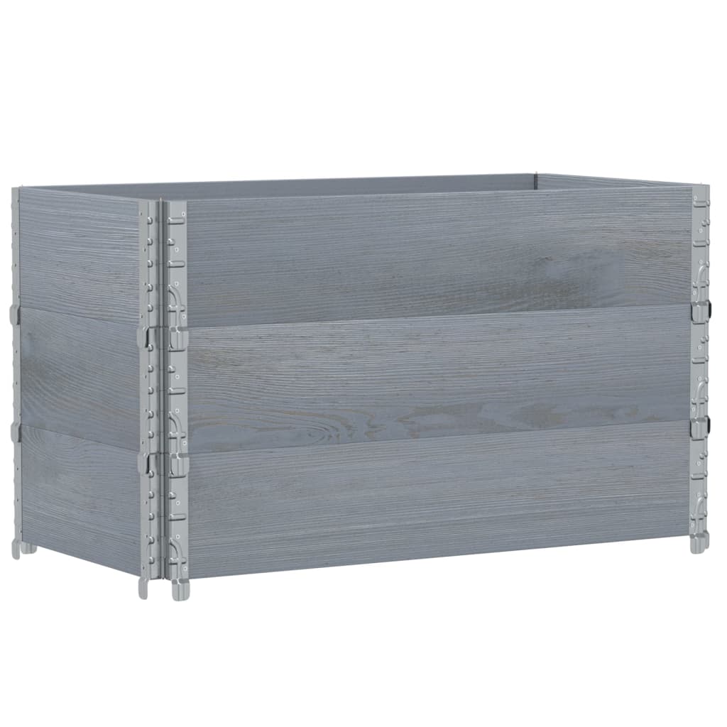 Collares de palets 3 uds madera maciza de pino gris 100x50 cm
