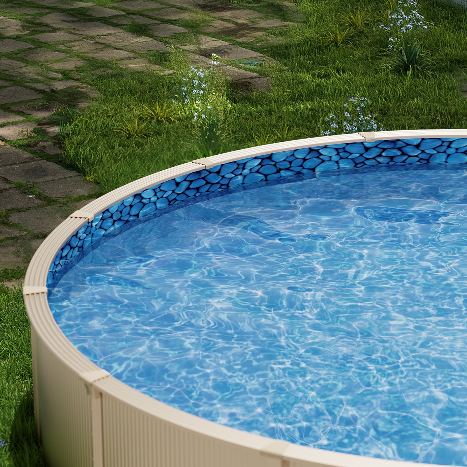 Liner Piscine Hors Sol Rond ⌀ 460 Cm - Bleu Uni - Overlap - Pour Piscine Acier 122-132 Cm