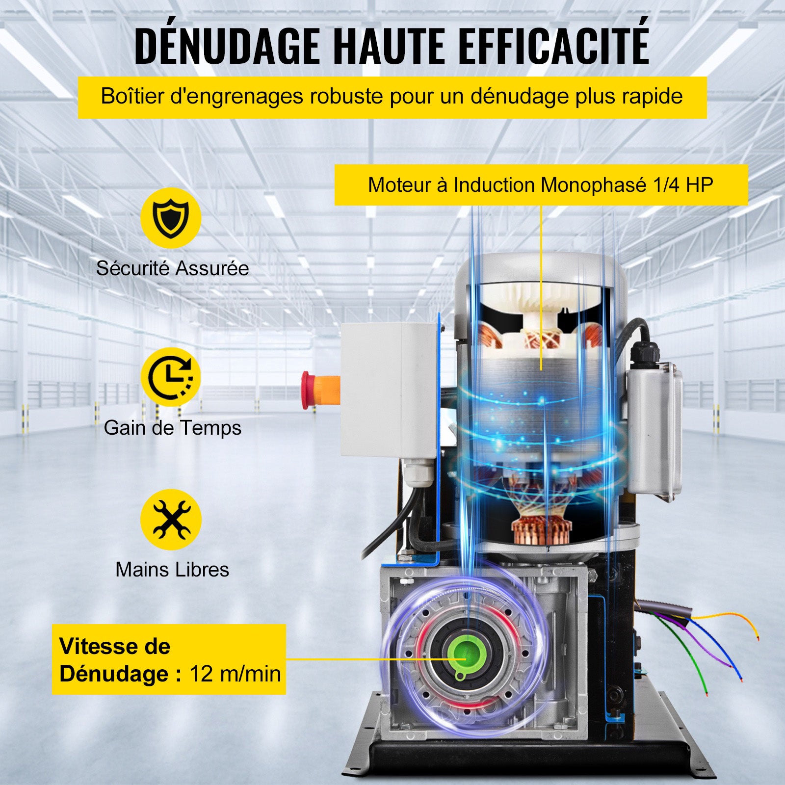 1.5-38MM Machine à dénuder automatique SucceBuy 370W Dénudeur de câbles métalliques 10 Lames Dénudeur de câbles électriques 15 M/Min - 4