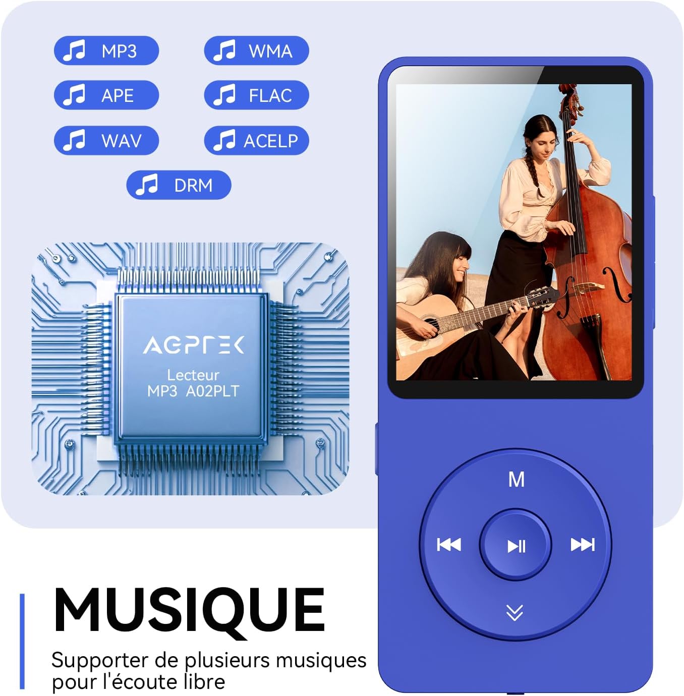 Lecteur MP3 MP4 Portable - Écran 1.8" LCD, Son Sans Perte, Support Carte SD 64Go (Noir)