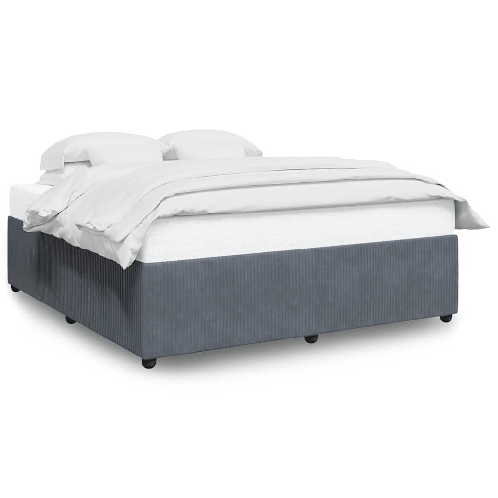Cadre de lit sans matelas gris foncé 200 x 200 cm en velours - 2