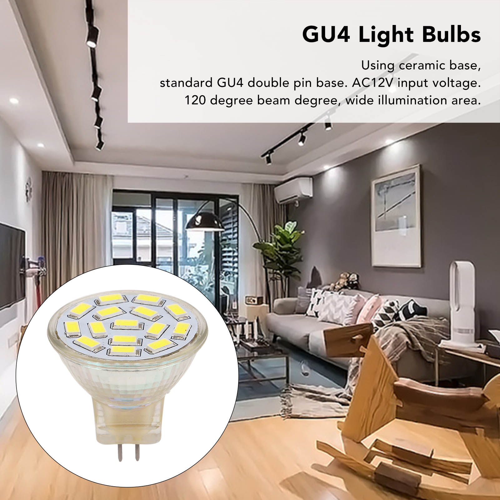 (6 pieces for one sale) GU4 LED bulb 270 lumens 15 LED energy-saving spotlight 3W MR11 LED track light bead (12V) white light - 5