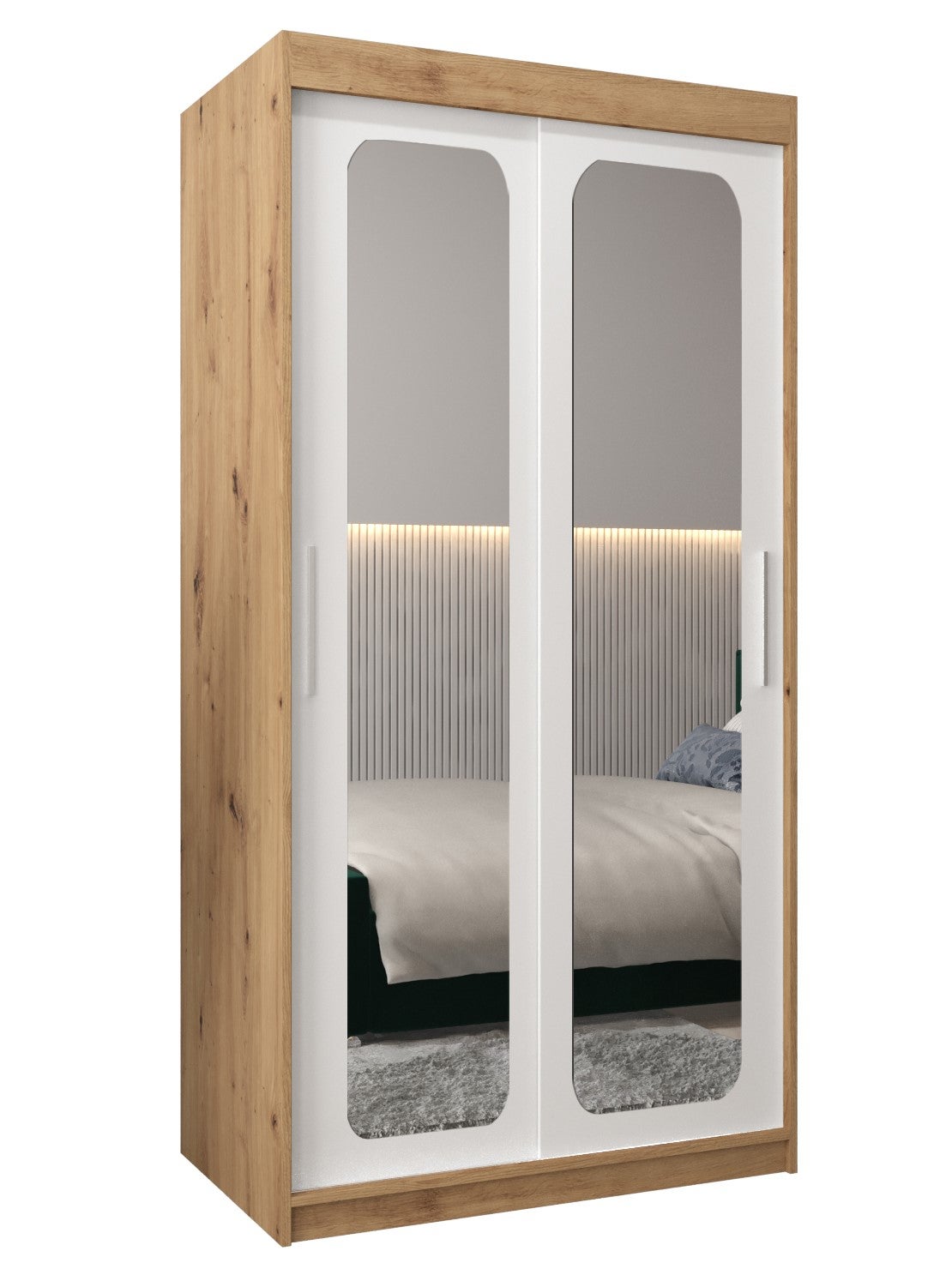 Szafa przesuwna garderoba PROMO T3 100 x 62 x 200 cm Artisan + Biały - Abiks Meble