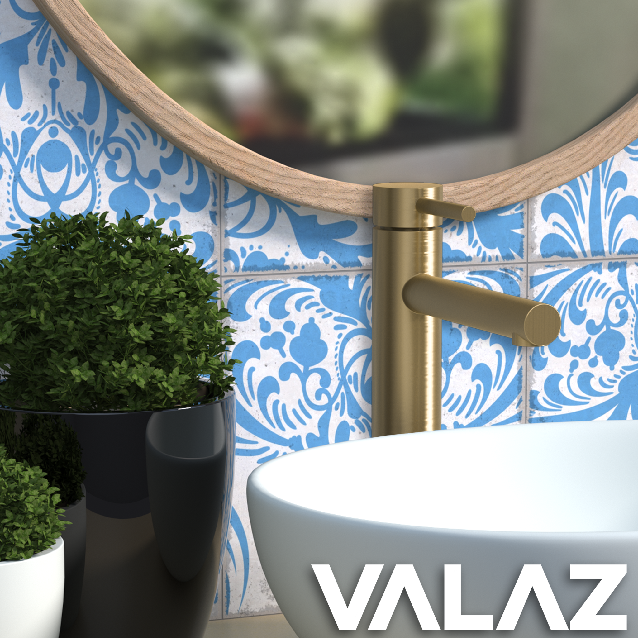 Valaz Grifo de lavabo alto para pica monomando redondo caño dorado cepillado - Serie Palancia - 3