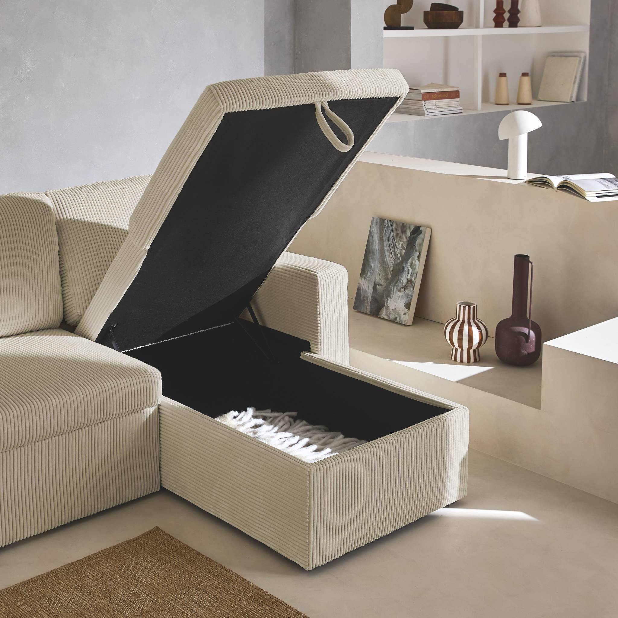 Divano letto angolare e reversibile 3 posti, Grigio - 7