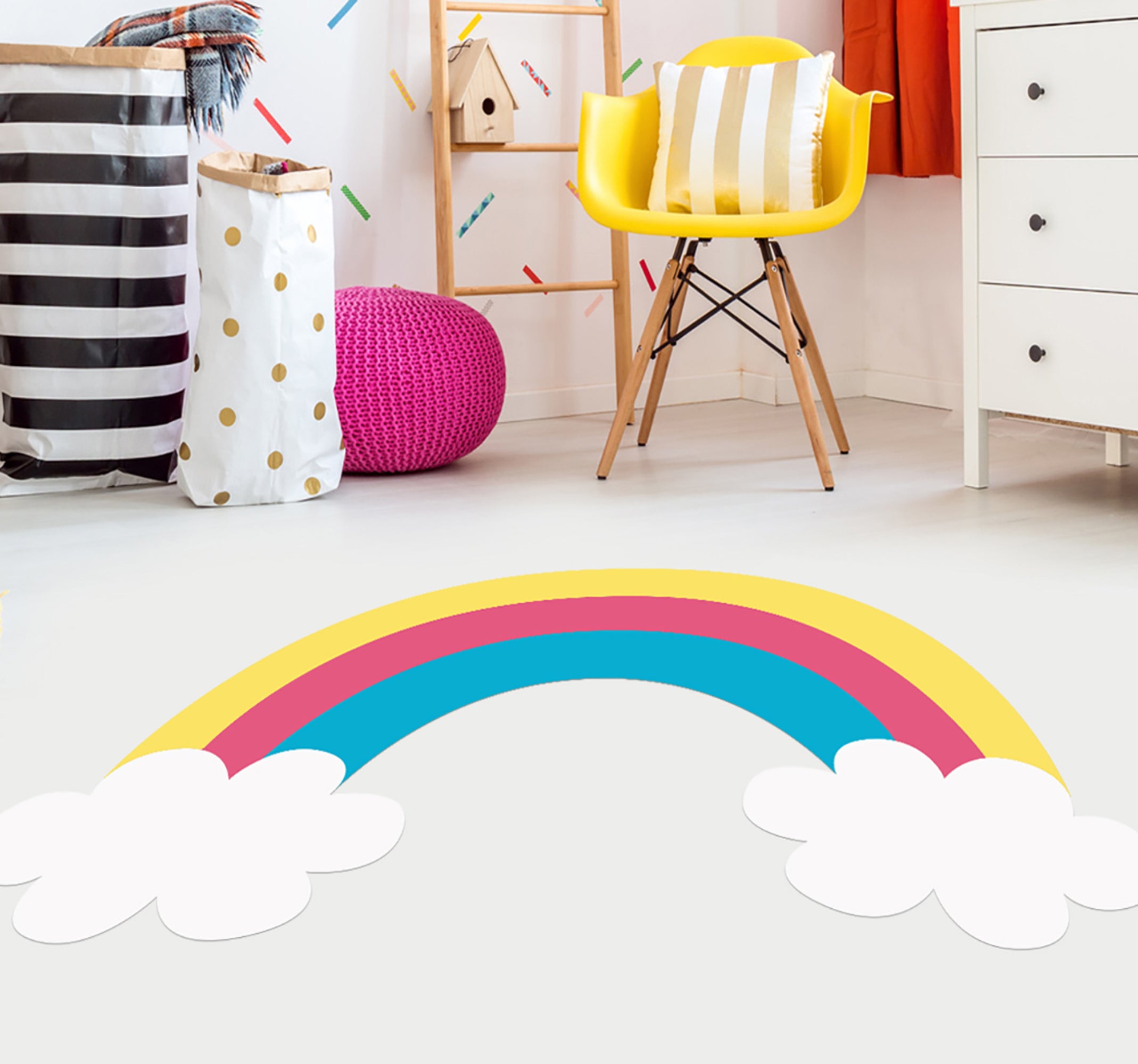 Dywan winylowy dziecięcy Rainbow 102x160 cm - antypoślizgowy PVC, winylowy do pokoju dziecięcego, ognioodporny i zmywalny