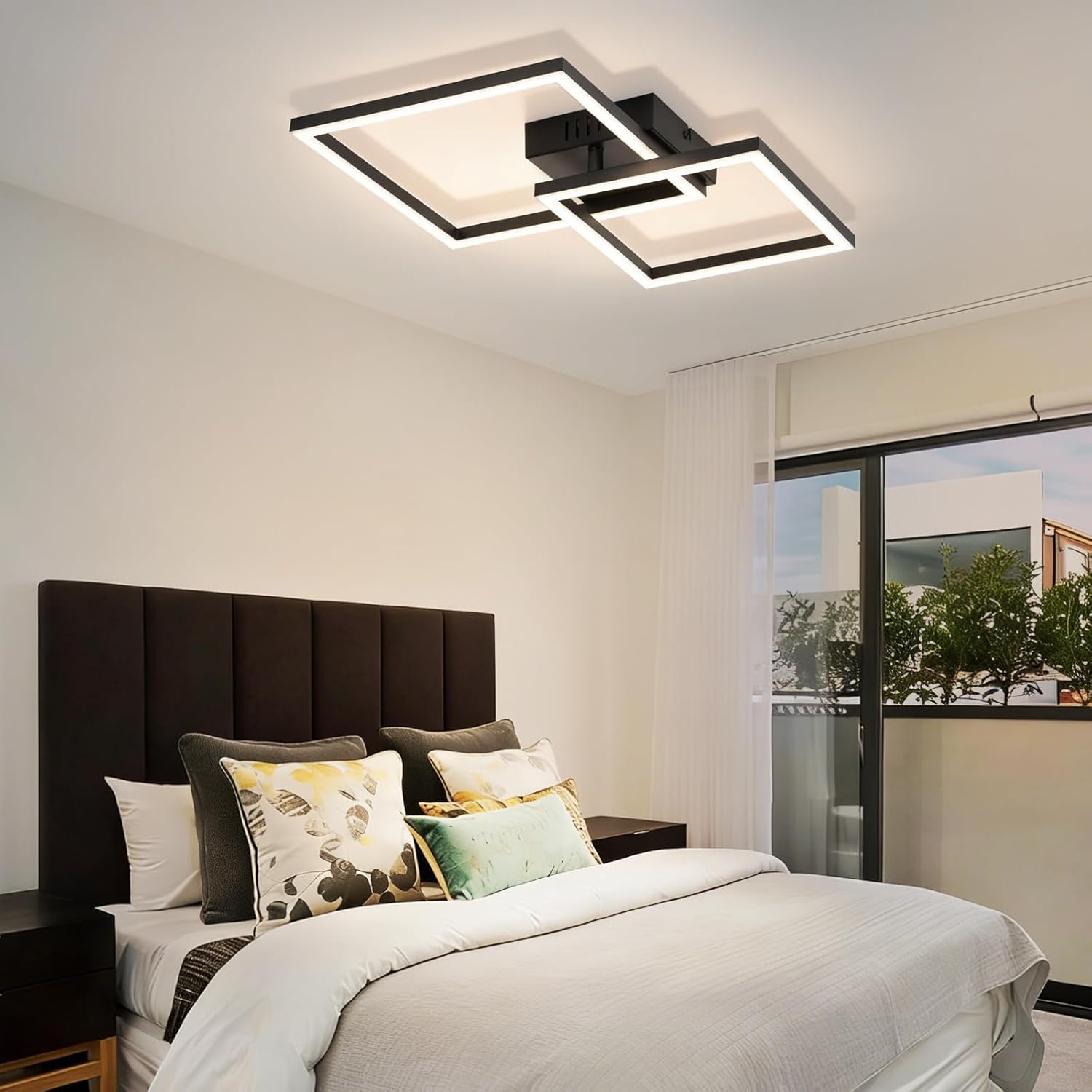 Plafonnier LED Moderne 20W Pivotant - 4 Spots, 3000K Blanc Chaud, Noir - B.K.Licht