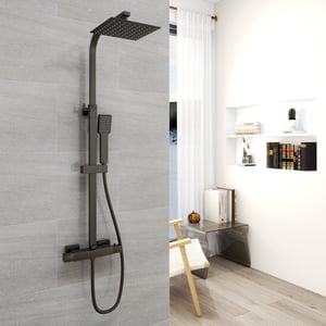 Colonne de douche thermostatique 200mm, salle de bain kit carré noir AICA