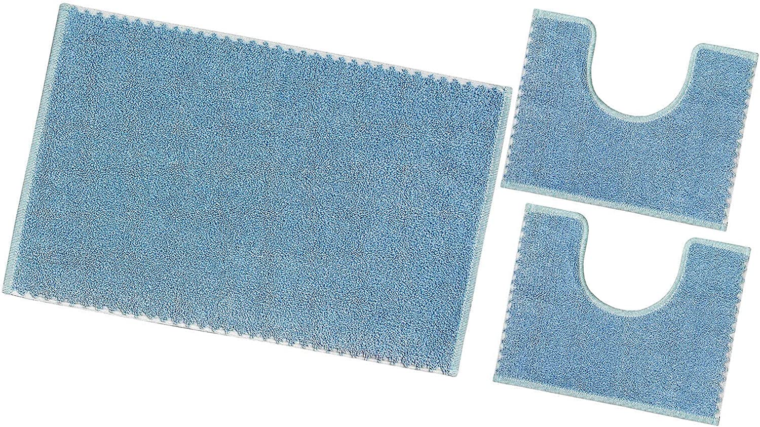 Dywanik łazienkowy Zestaw 3 sztuk Czysta Bawełna Miękki Nadaje się do prania 100% Wyprodukowano We Włoszech Jasnoniebieski