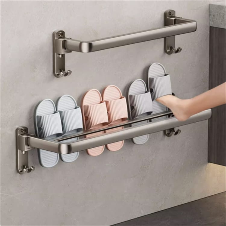 Support Mural de Serviette Pliable - de Rangement pour Salle de Bain - 4 tiges 49cm (pliable) - 4