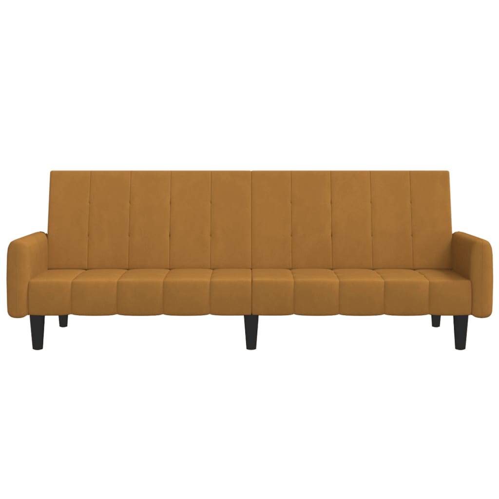 Canapé-lit | Lit simple | Canapé convertible à 2 places marron velours CFW36147 - 5