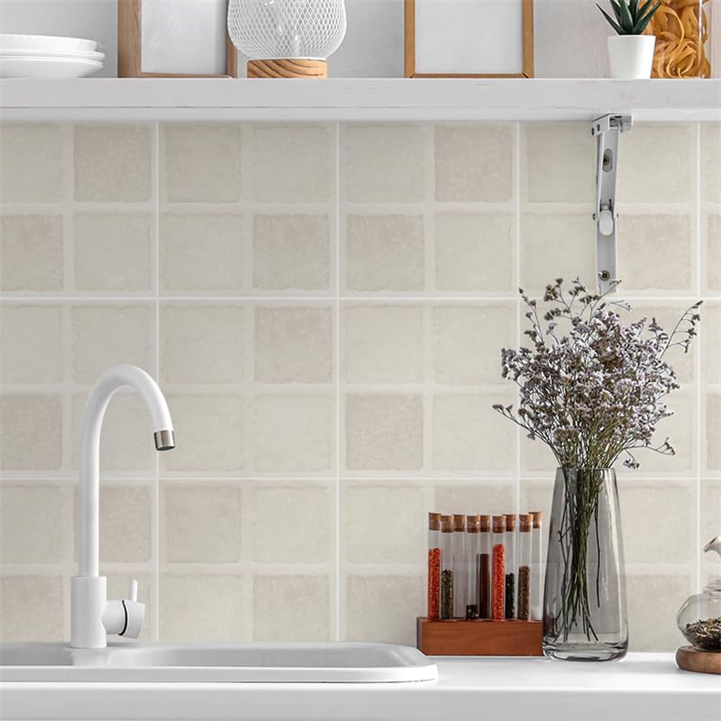 Credence Adhesive Pour Cuisine 20X20Cm Géométrie Beige Stickers De Escalier,Carrelage Mural,Pvc Autocollant En Tuile,Imperméable Effet Carreaux Pour - 5