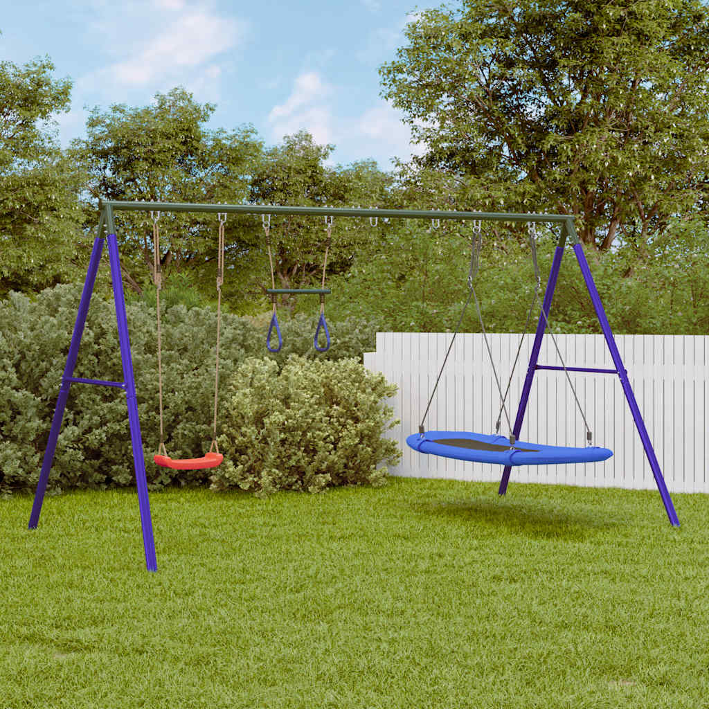 Set de columpios exterior columpio, trapecio y columpio nido v8072 unico / azul