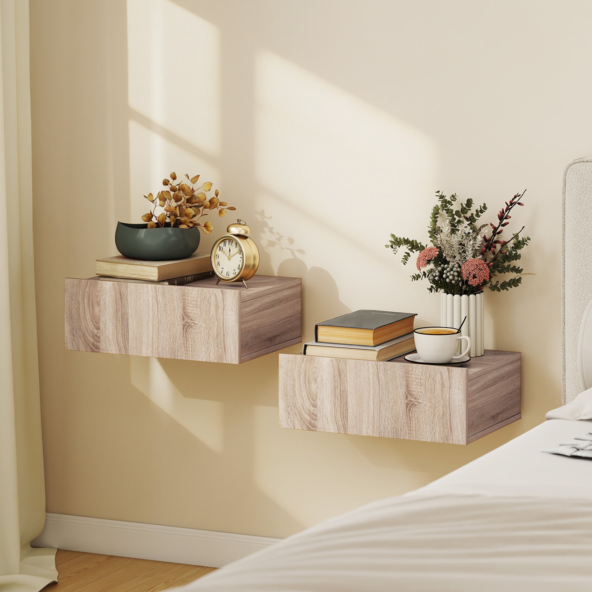 Table de chevet murale panneau de particules HOMCOM - 2