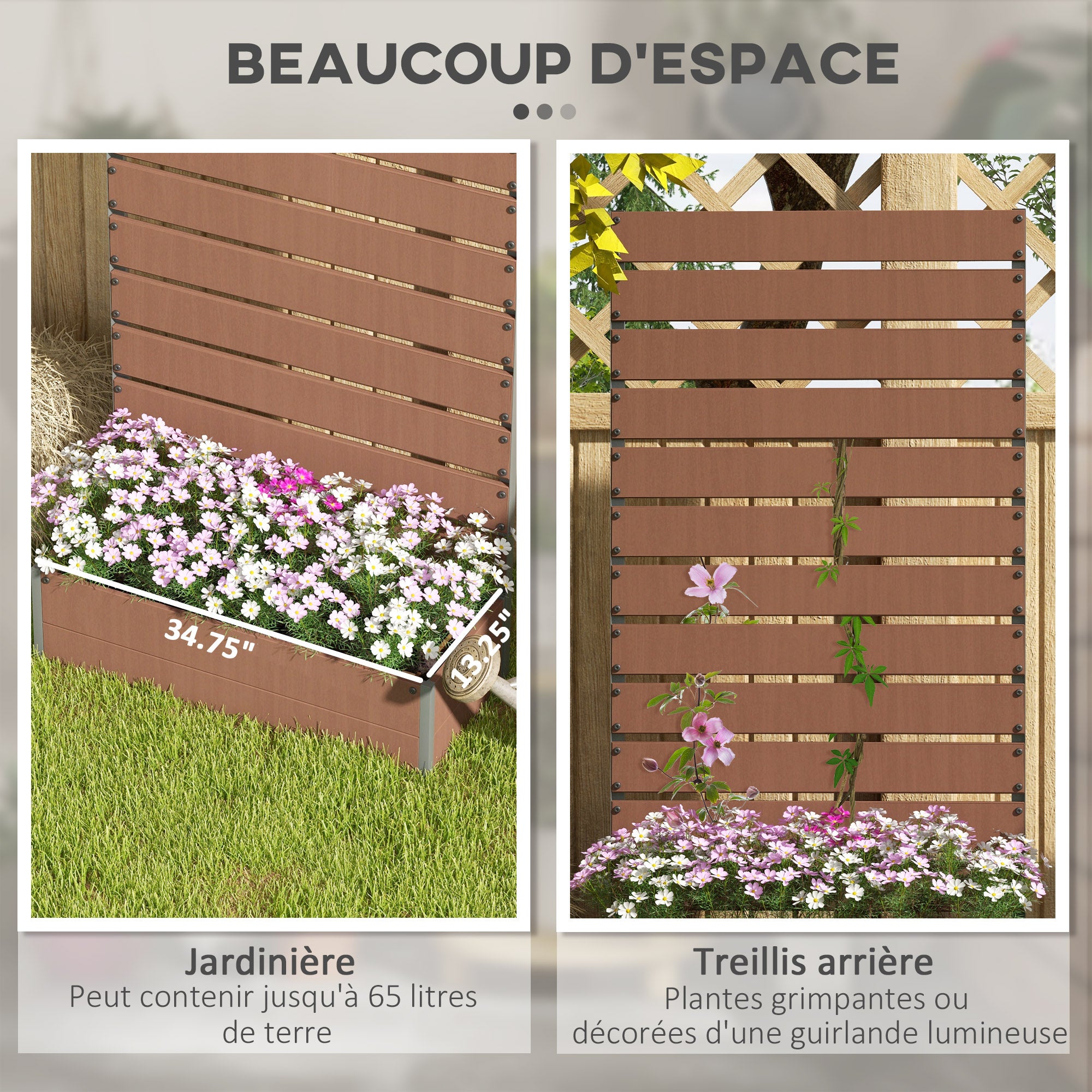 Jardinière avec treillis Panneau composite bois-plastique Outsunny - 4