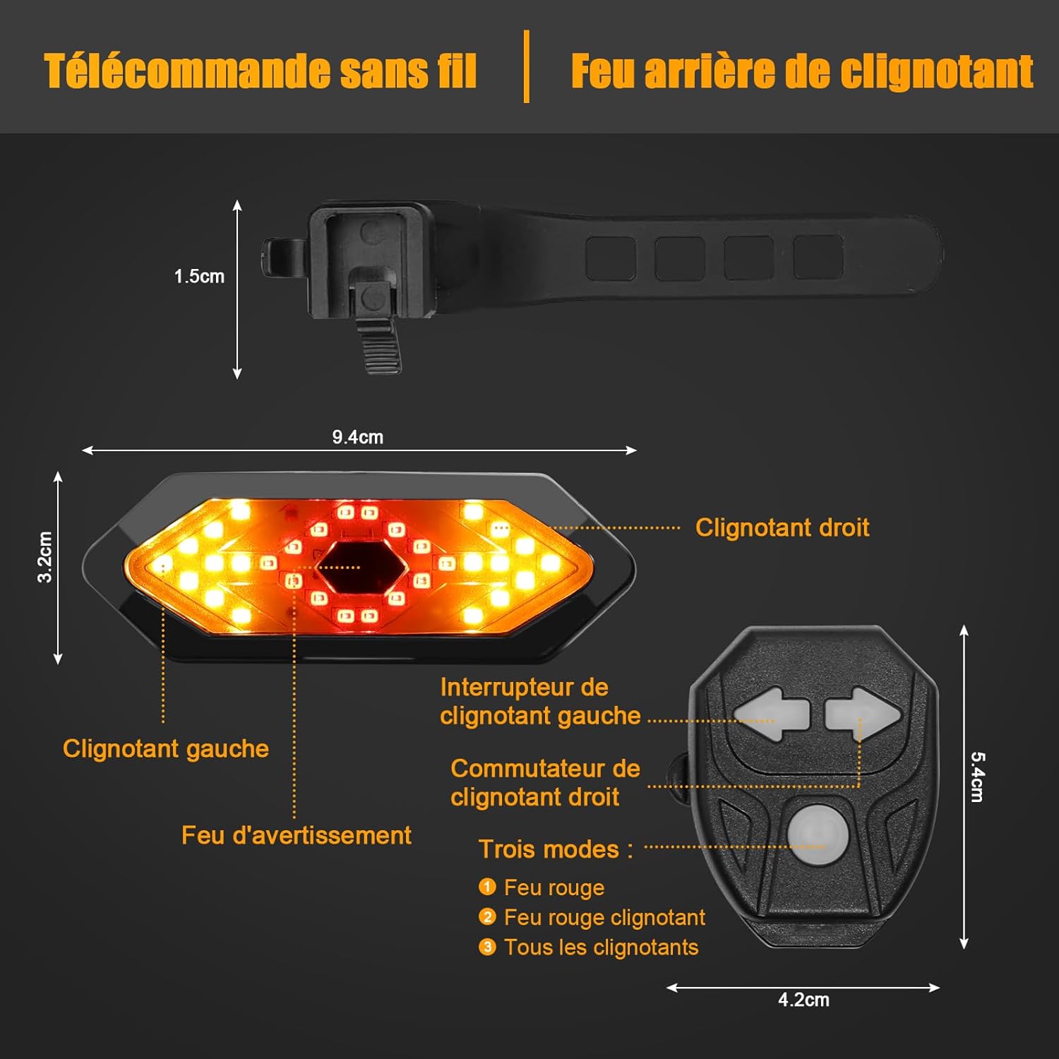 Feu Arrière Vélo LED Rechargeable USB - Étanche Et Intelligent - Super Lumineux