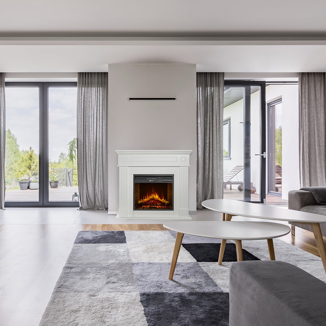 Cheminée électrique CAMBRIDGE, cheminée sur pied, bois blanc, 110x25x95h - 2