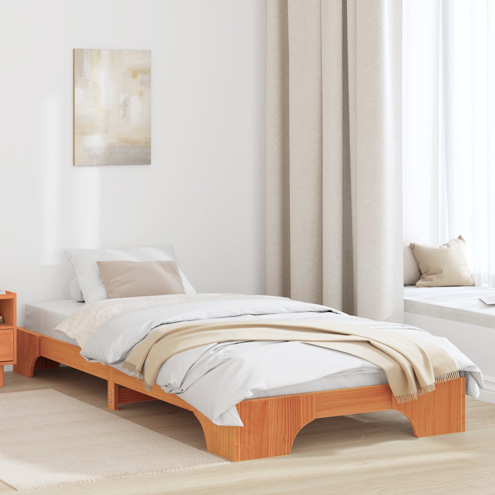 Ramka łóżka Woskowy Brąz 80 x 200 cm Lite drewno sosnowe vidaXL