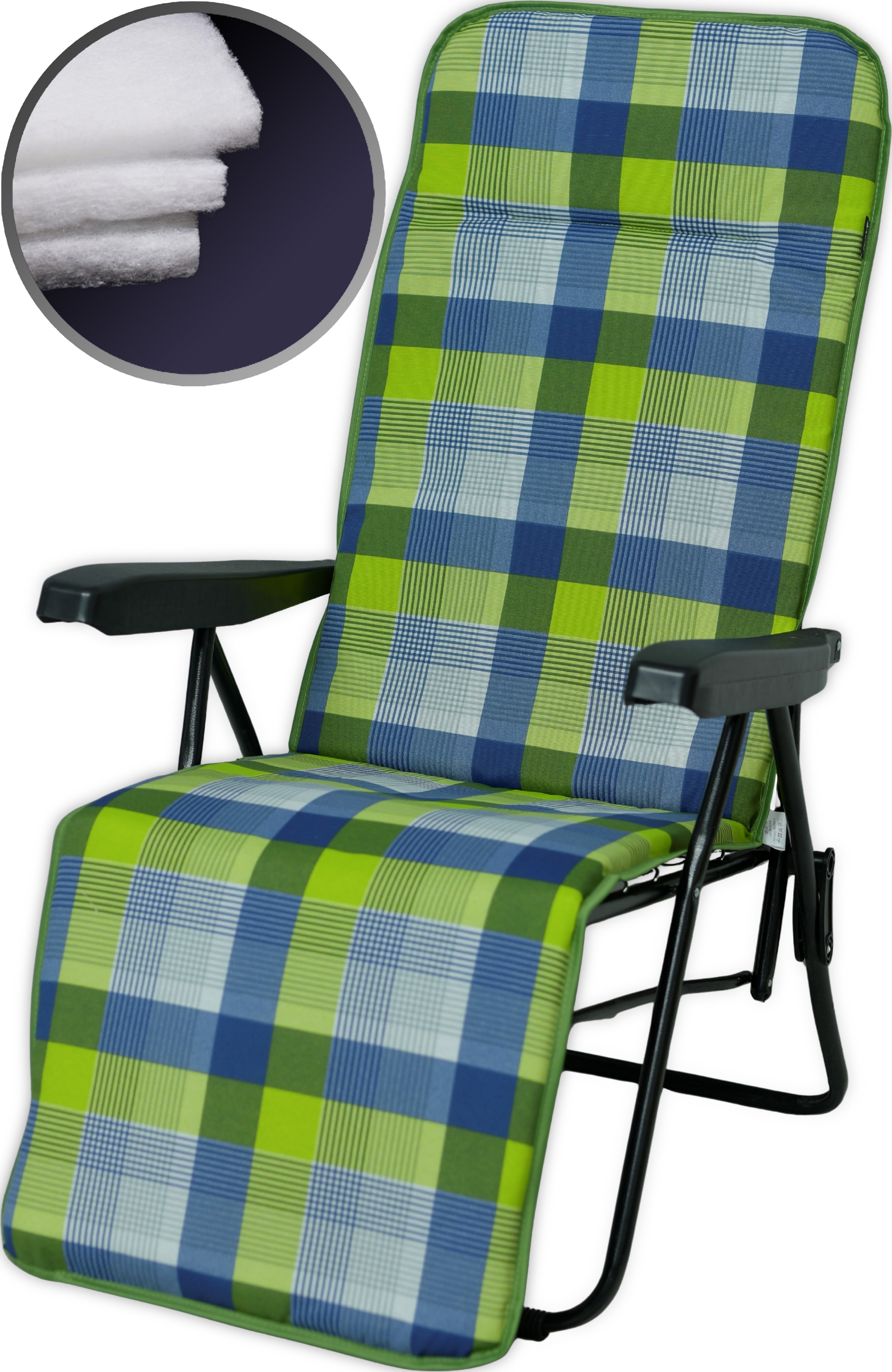 Poduszka na leżak fotel z podnóżkiem AMPO zielony niebieski 1 szt.