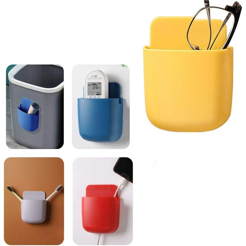 Range Telecommande Mural 4 Pièces Support Telecommande Mural Boîte Rangement pour Télécommande Auto Adhésive Support de Téléphone Portable Mural, 4 Co - 5