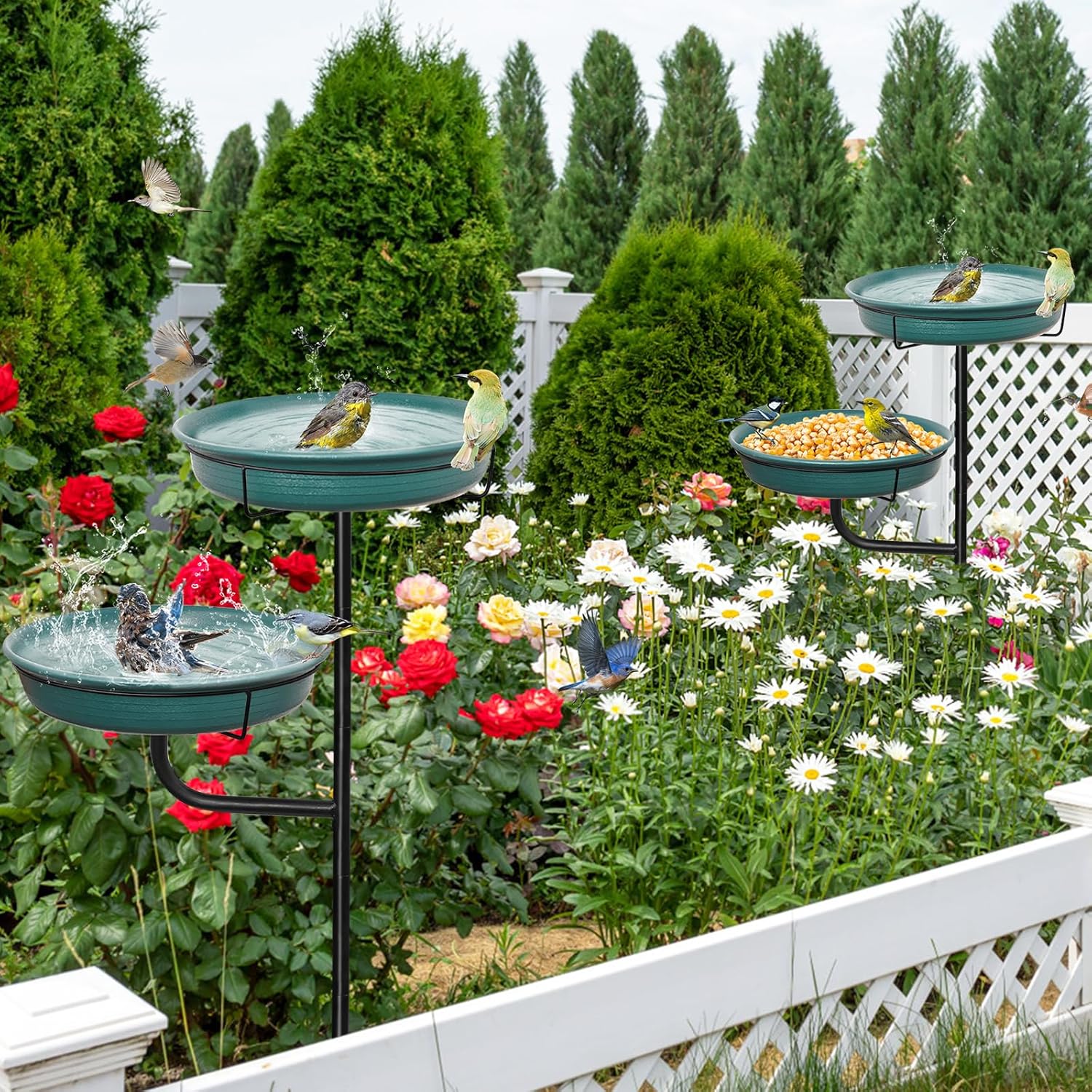 Banheira para pássaros independente para uso externo, comedouro e bebedouro para pássaros de jardim, comedouro decorativo removível estilo spa. - 4