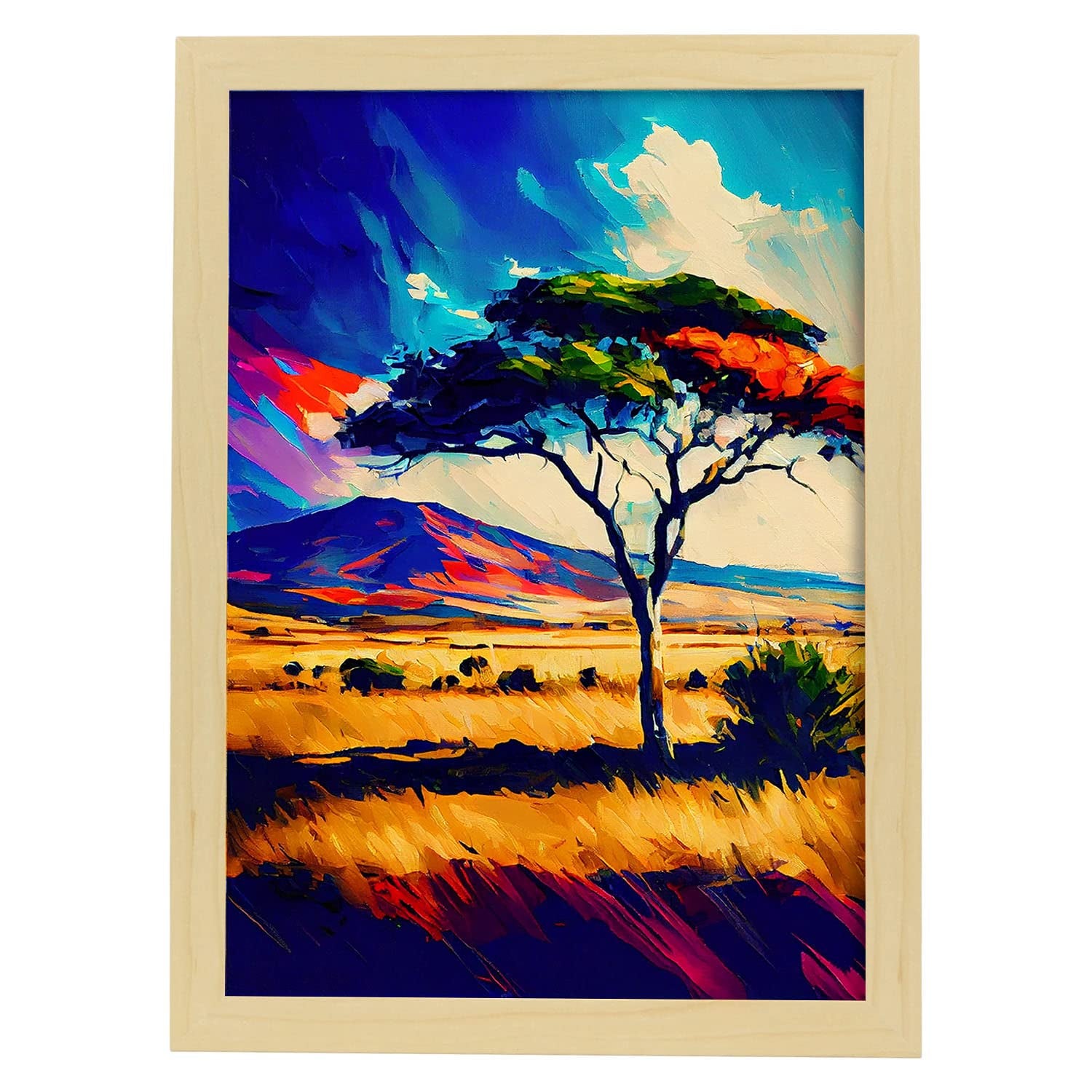 Nacnic poster de serengeti en estilo pintura al óleo ilustraciones de monumentos en estilo fotográfico a todo color diseño y a3 marcos madera