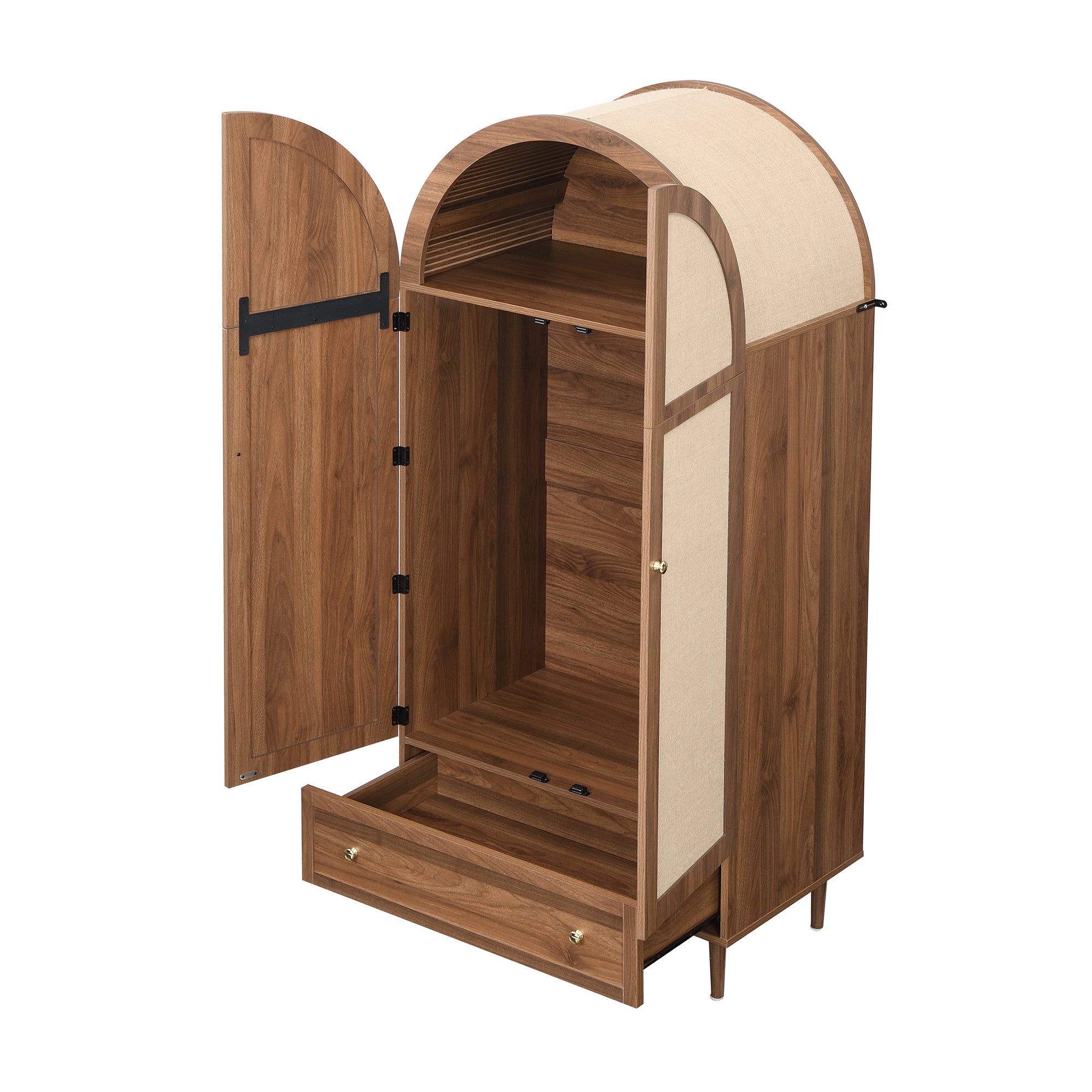 Szafa 79x50x175cm - 2 drzwi i 1 szuflada - imitacja orzecha - MDF - brązowa - 8