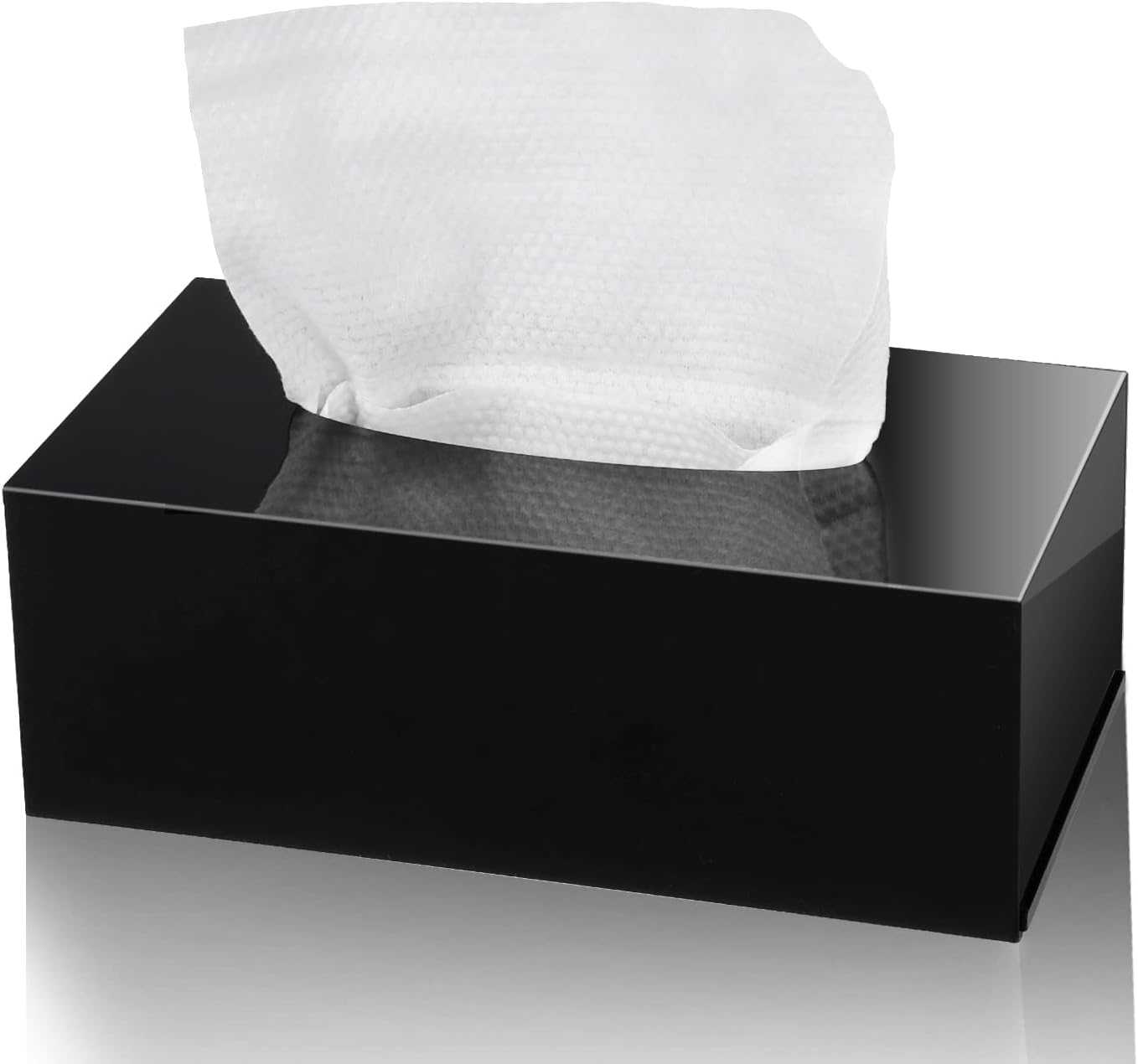 Pudełko na chusteczki akrylowe, ręcznie robione, prostokątny dozownik chusteczek do samochodu, hotelu, sypialni, biura (czarne)