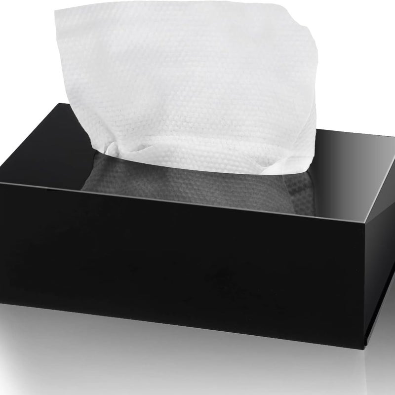 Pudełko na chusteczki akrylowe, ręcznie robione, prostokątny dozownik chusteczek do samochodu, hotelu, sypialni, biura (czarne)