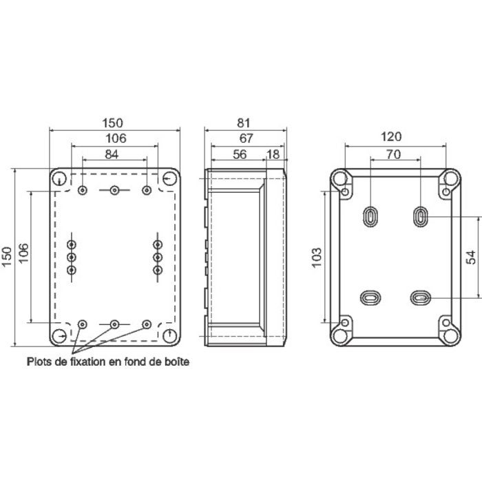 Boîte de dérivation carrée - Plexo - LEGRAND - 130 mm - 10 embouts - 2
