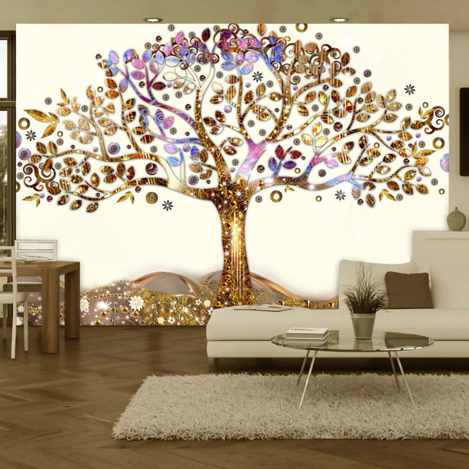 Papier Peint 3D Adhésif - Arbre Bleu H8268 - Mural Auto-adhésif Amovible Erin