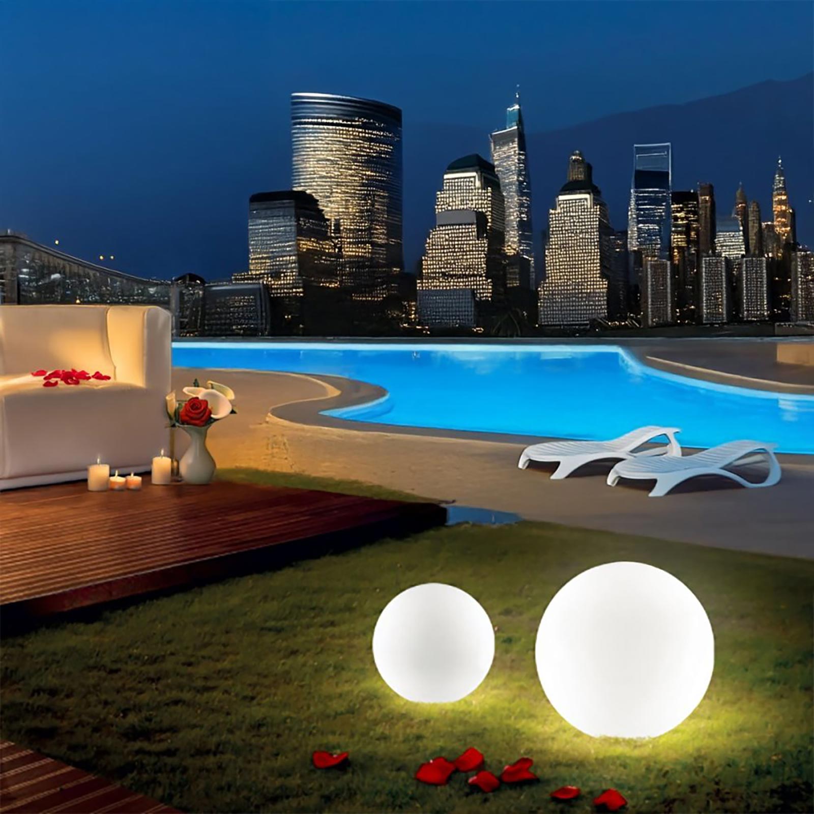 Candeeiro de pé decorativo LED esfera luminosa E27 bola luminosa IP65 decoração jardim relvado sala evento piscina 30CM SEM LÂMPADA - 2