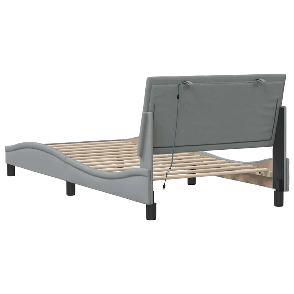 vidaXL Cadre de lit sans matelas Hanko gris clair 100x200 cm tissu - 7