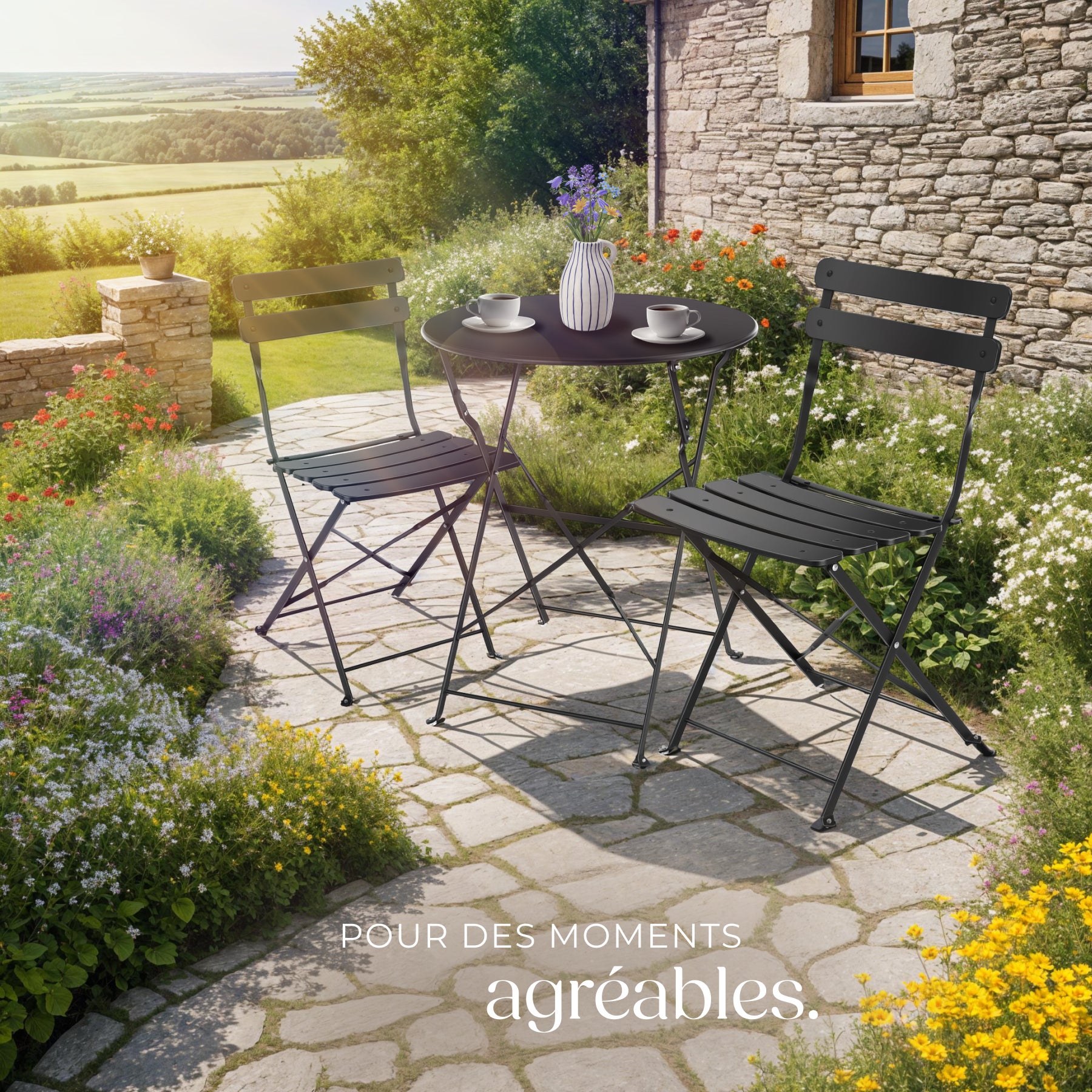 Ensemble table et chaises bistrot Frieda, pliable pour 2 personnes pour 2 personnes TECTAKE - 9