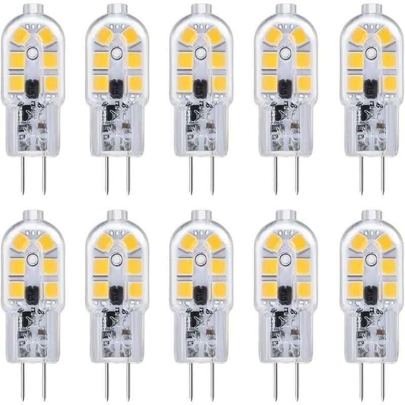 G4 10 żarówek LED 12V 2W biały zimny 6000k, 200lm, odpowiednik halogenu G4 z podwójnym trzpieniem 10W 20W, lampa LED G4 12V AC/DC do kempingu