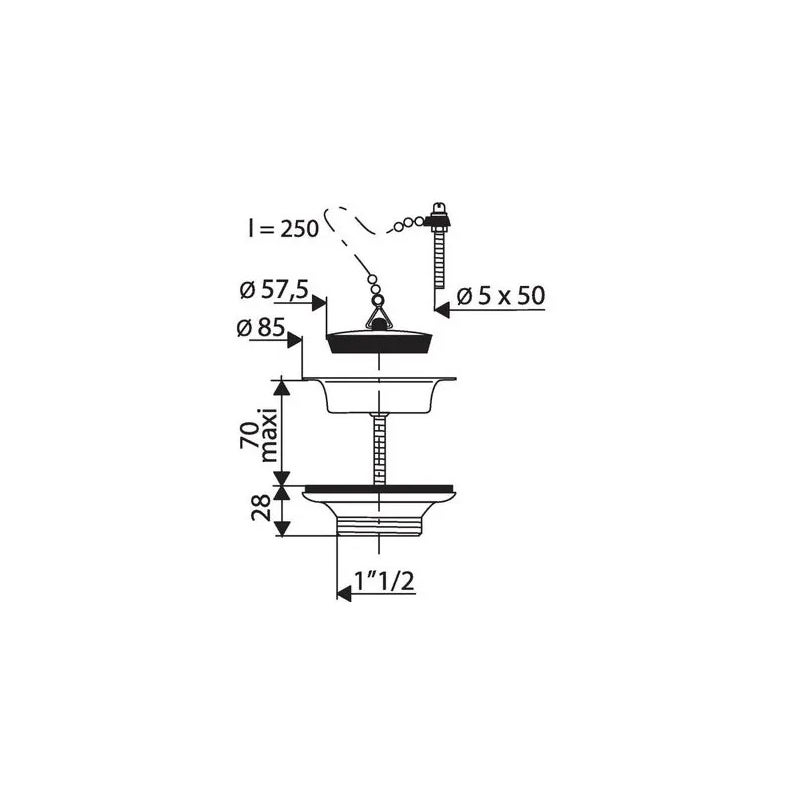Bonde plastique pour évier grès, Diamètre 60 mm - Valentin - 3