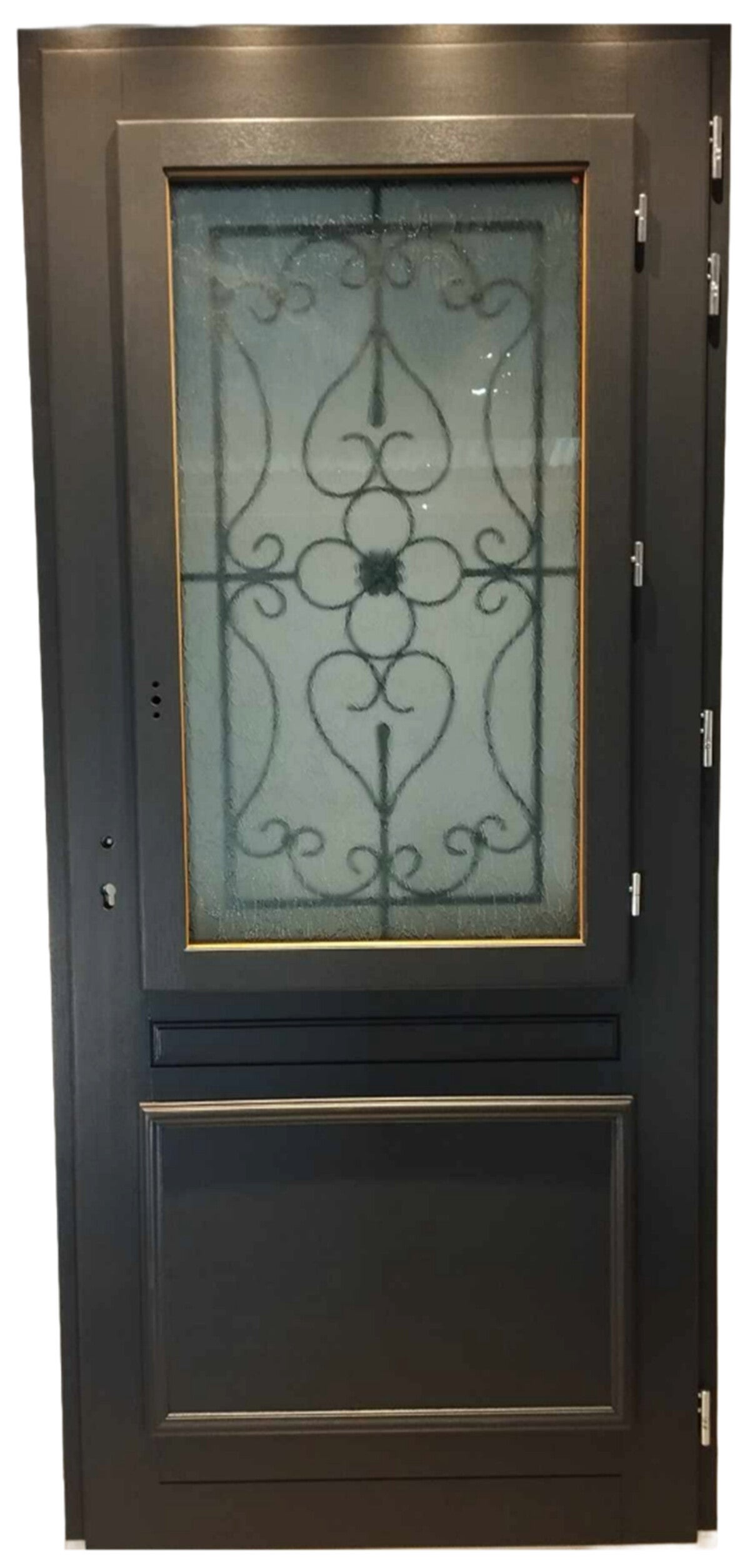 Porte D'entrée Bois Vitrée Candice Gris Anthr, H215 X L90 Cm Côte Tableau P. Gauche Gd Menuiseries - 3