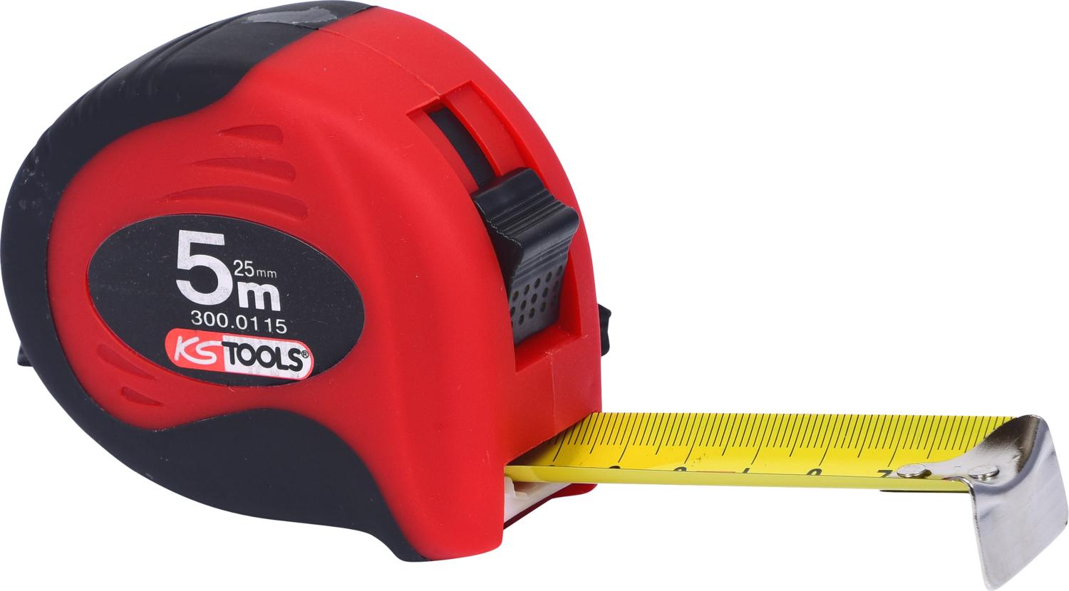 KS TOOLS Taśma miernicza z blokadą czarno-czerwona 5m 25 mm - 300.0115