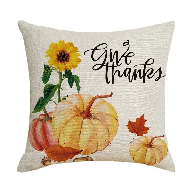 Lot de 4 housses de coussin décoratives motif citrouille 45 x 45 cm, pour canapé, salon, chambre, jardin, décoration d'intérieur - 4